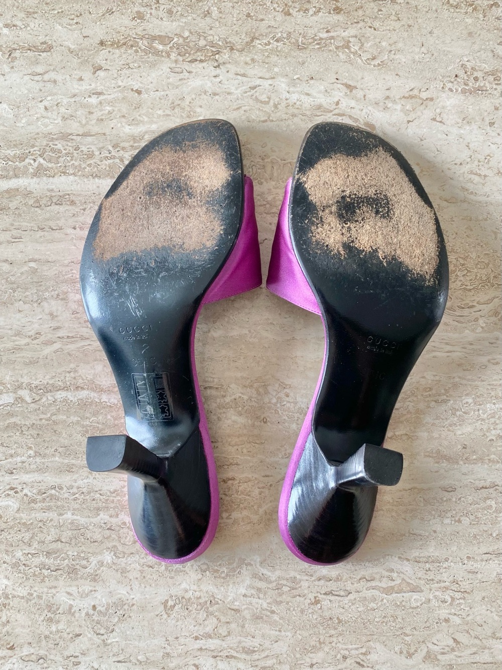 Vintage Gucci Tom Ford-era Satin Mule Sandal Heels - Picture 11 of 13